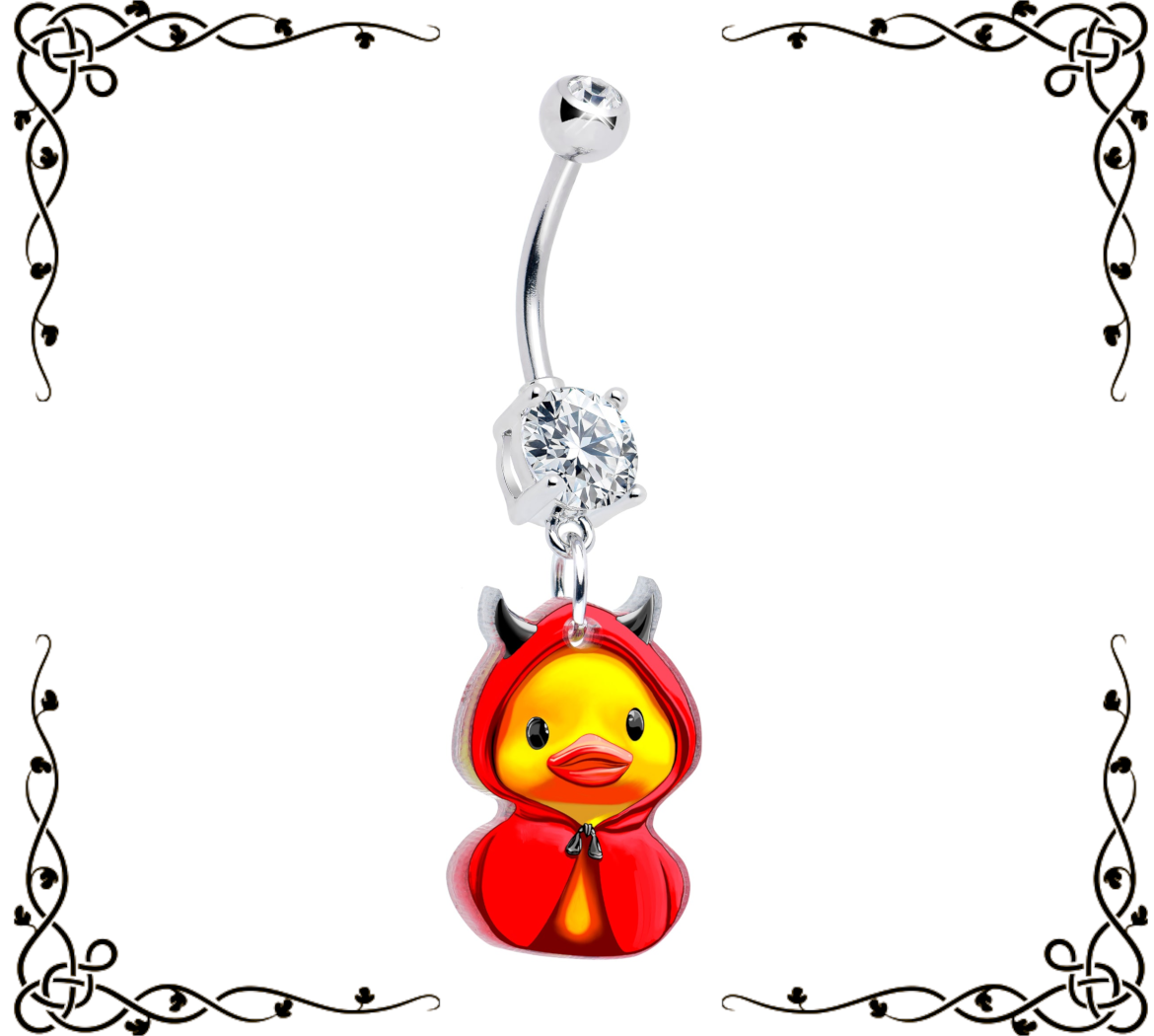 Devil Duck Dangle Belly Ring — Onyx O ☠ for Body Candy