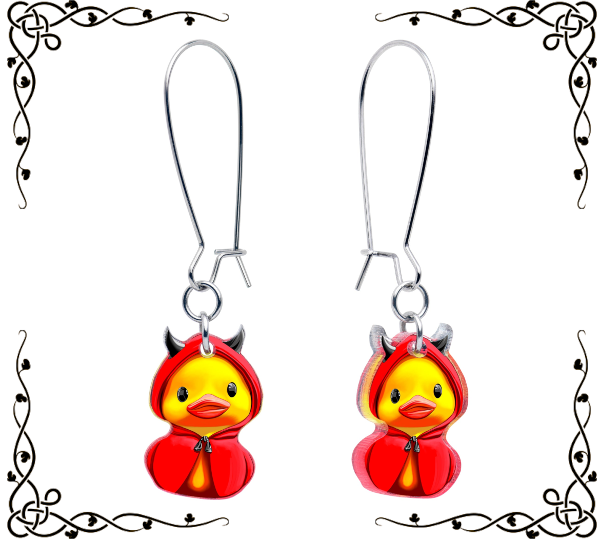 Devil Duck Dangle Earrings — Onyx O ☠ for Body Candy