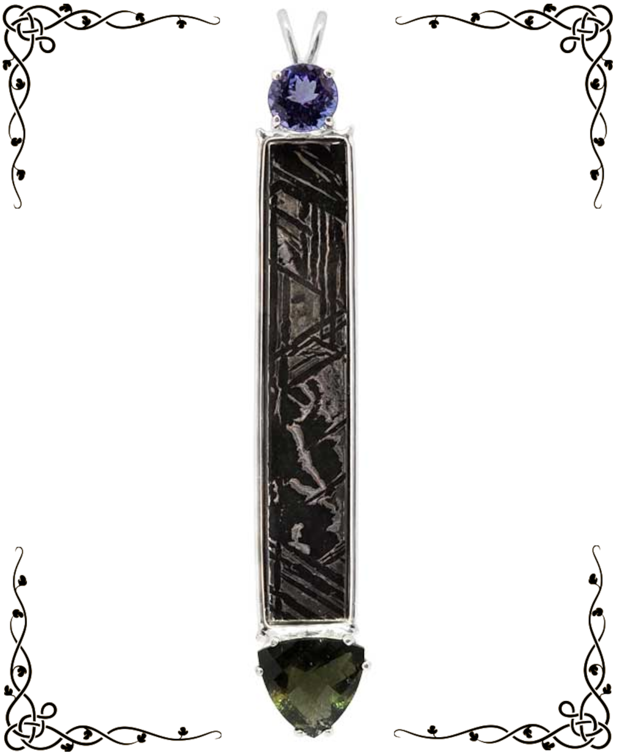 Bards of Farspire Meteorite Tanzanite Moldavite Necklace at Alchemy Cabinet