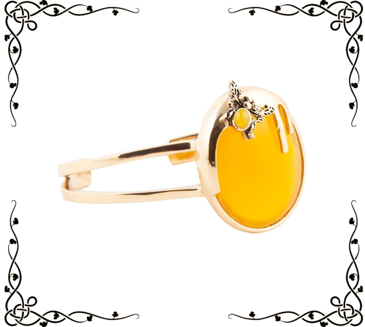 Honey Bee Yellow Agate Golden Cuff Bracelet | Barse Jewelry