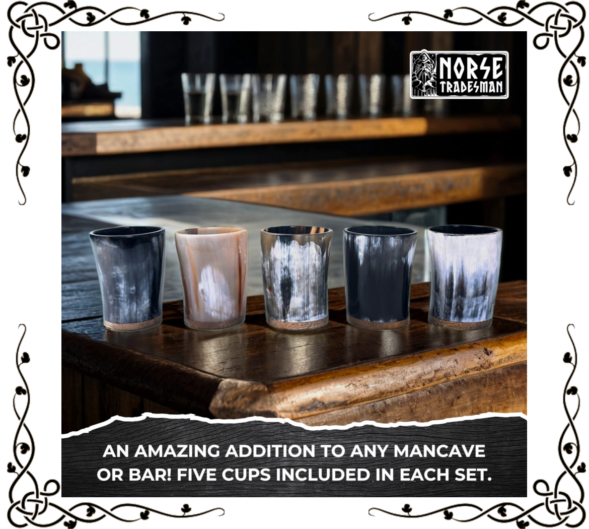 Horn Shot Cups — Genuine Ox Horn, 2 oz | 5-Pack | Norse Tradesman