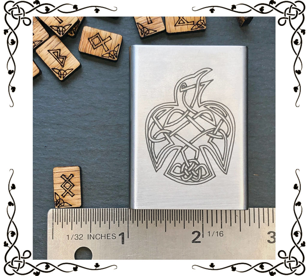 Celtic Raven Matchbox Runes Set