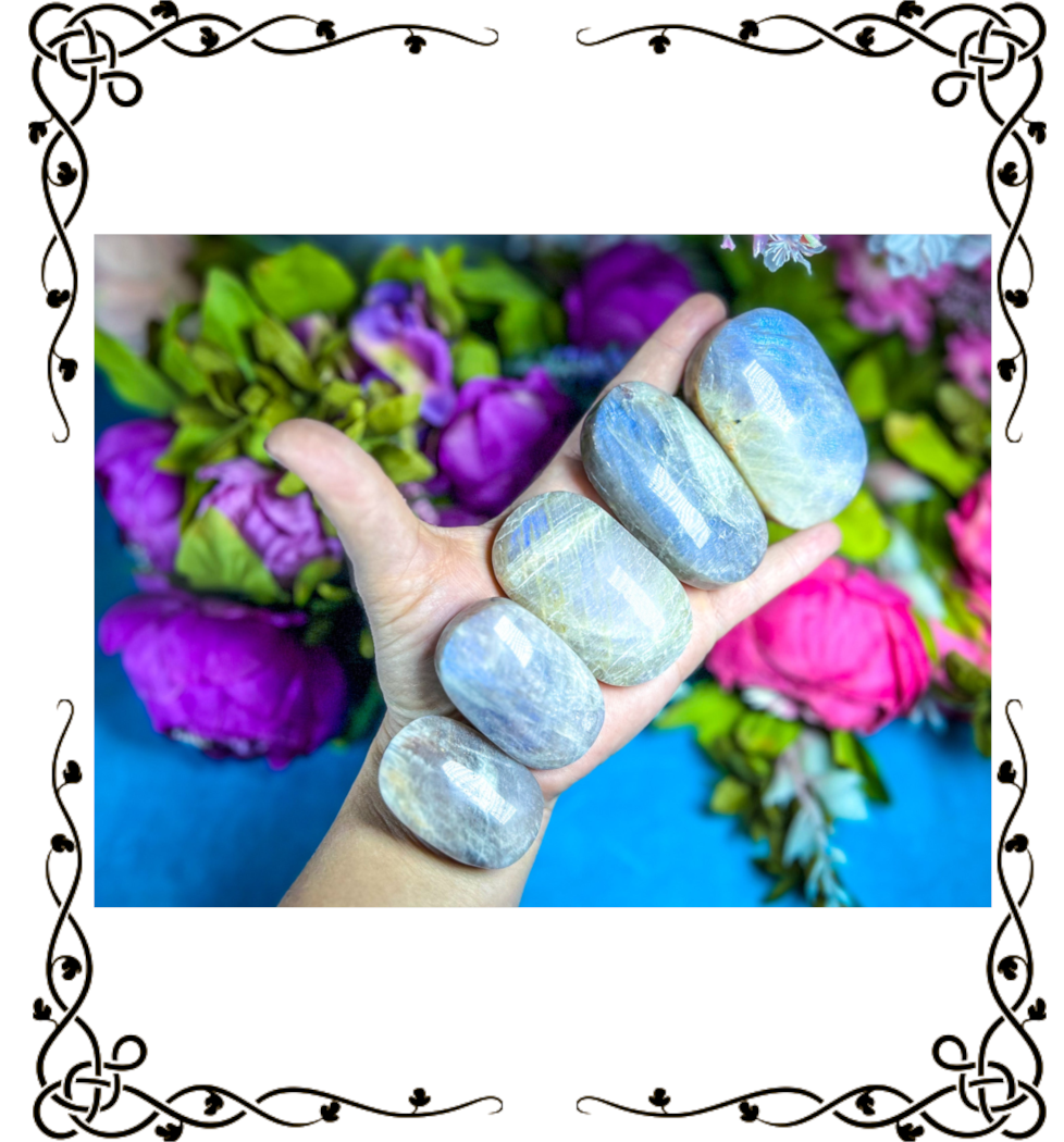 BLUE Moonstone Crystal Palmstones