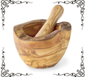 Olive Wood Mortar Pestle Rustic Handmade Kitchen Grinder For Spices
