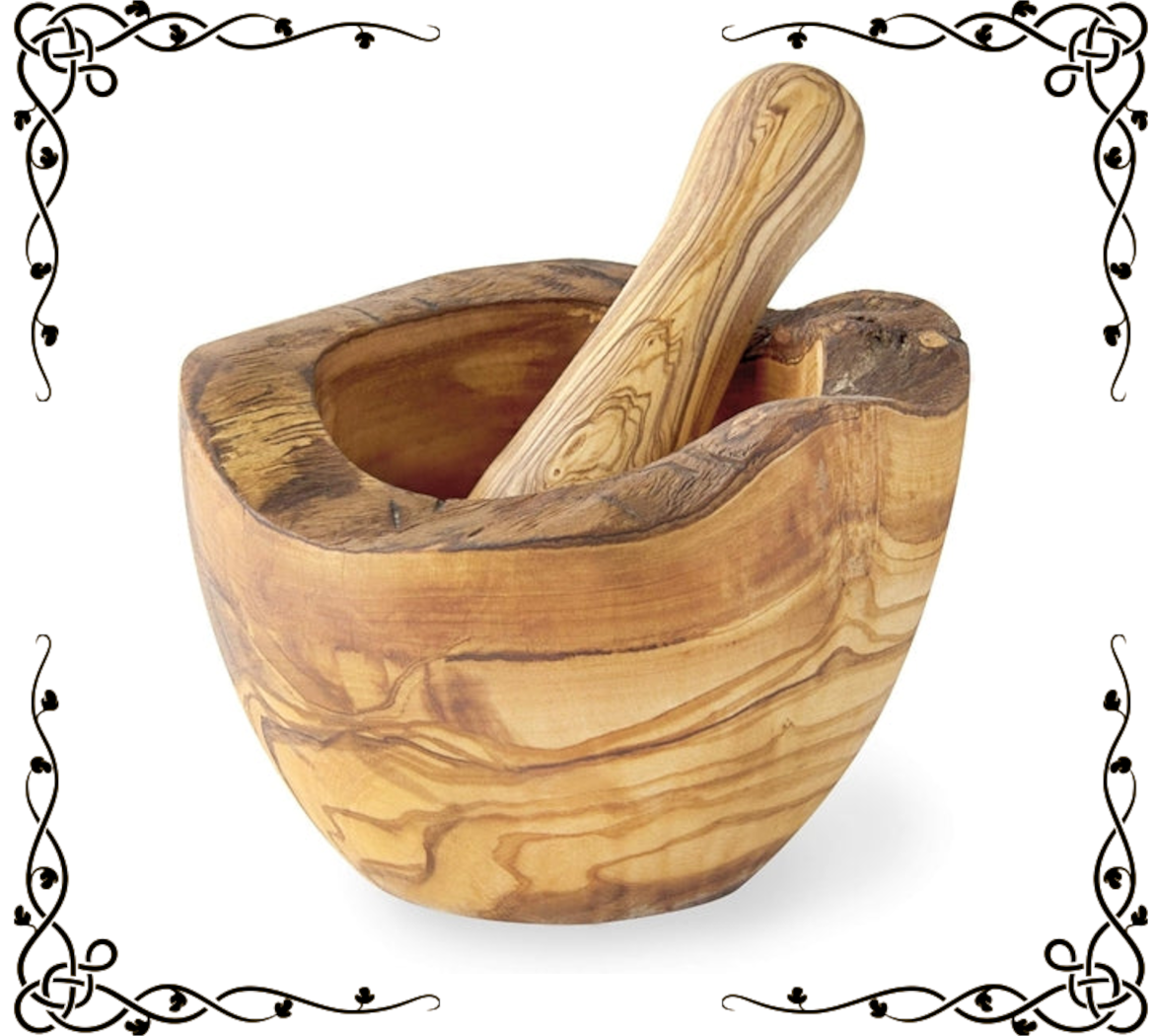 Olive Wood Mortar Pestle Rustic Handmade Kitchen Grinder For Spices