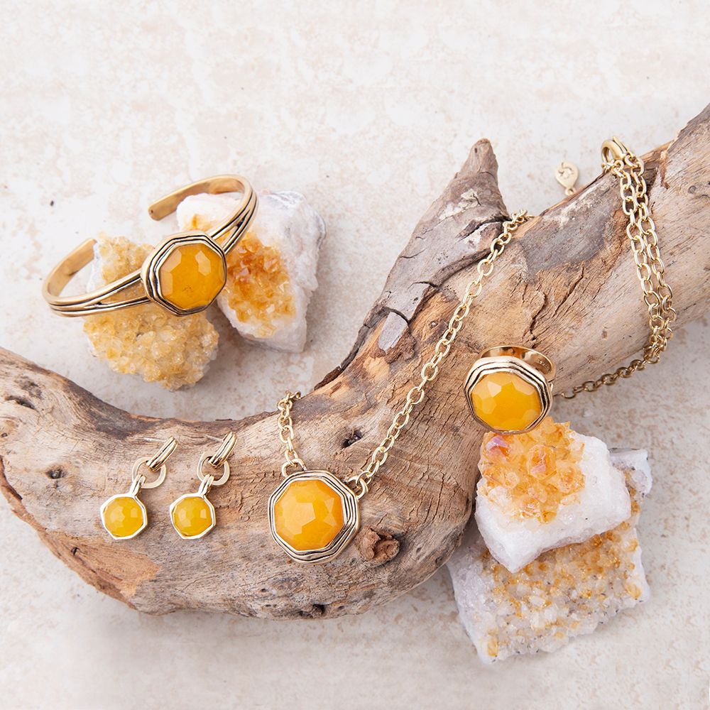 River Rocks Yellow Quartz and Golden Bronze Earrings | Barse Jewelry