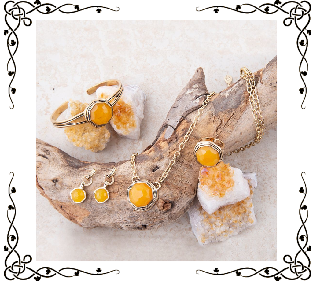River Rocks Yellow Quartz and Golden Cuff Bracelet | Barse Jewelry
