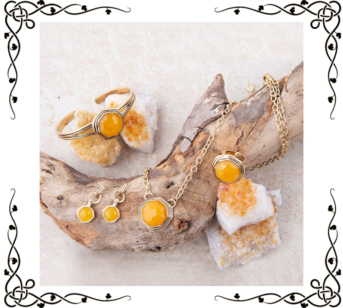 River Rocks Yellow Quartz and Golden Cuff Bracelet | Barse Jewelry