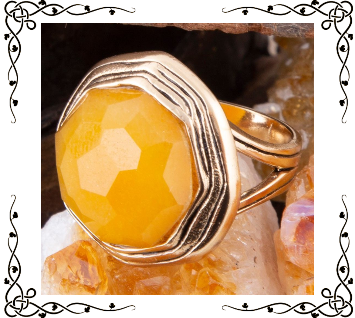 River Rocks Yellow Quartz Golden Statement Ring | Barse Jewelry