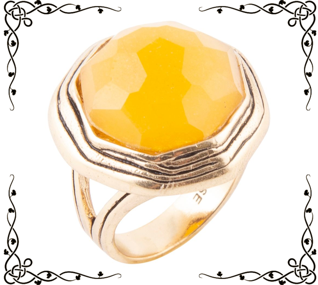 River Rocks Yellow Quartz Golden Statement Ring | Barse Jewelry