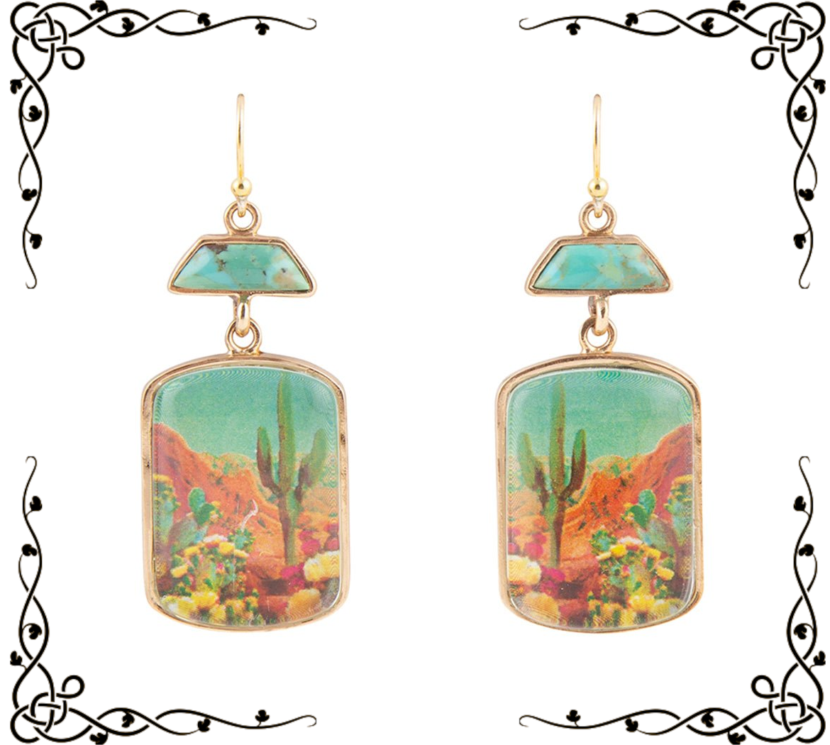 Drop Earrings | Scenic Sedona Desert | Blue Turquoise | Golden Bronze | Barse Jewelry