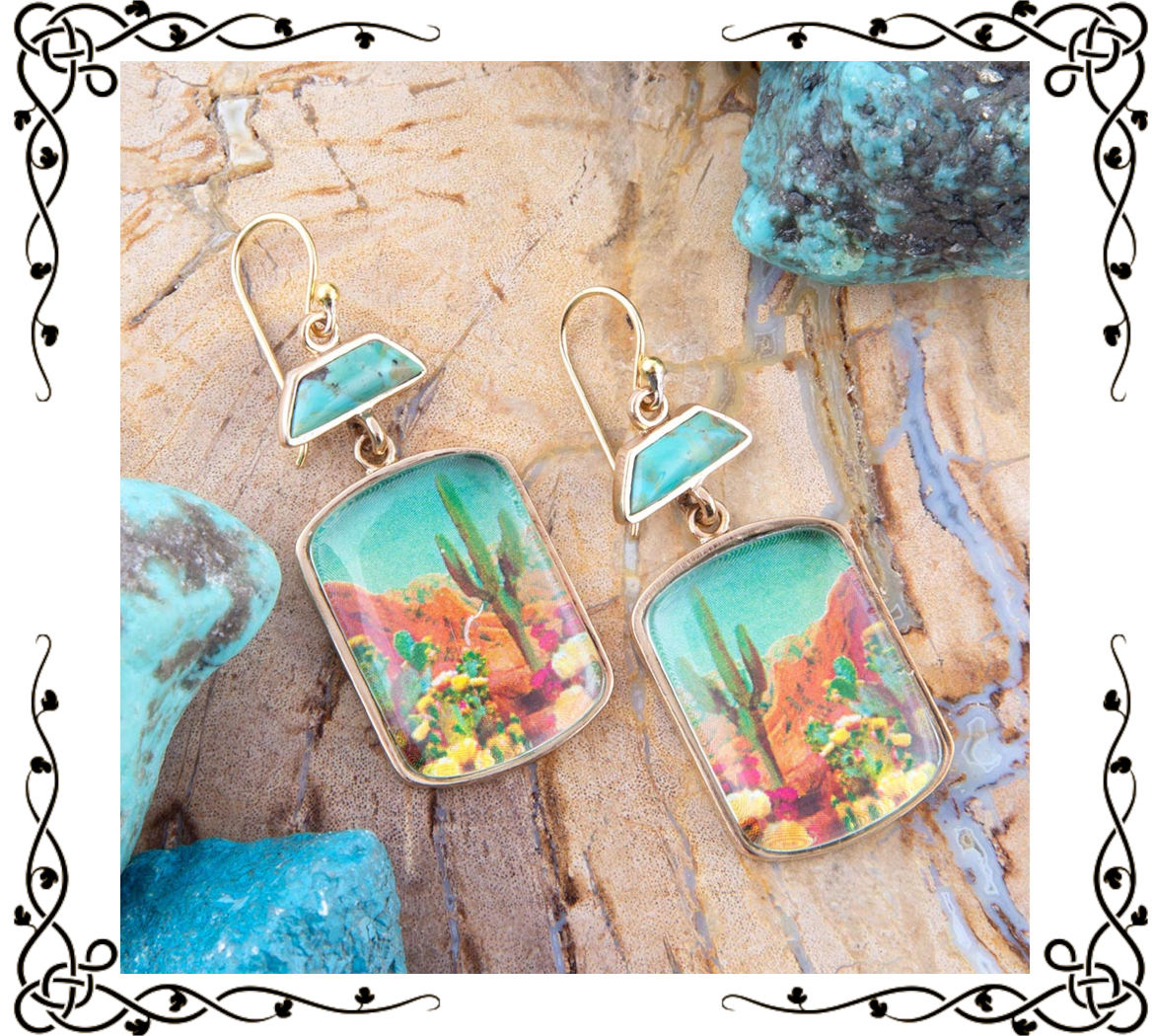 Drop Earrings | Scenic Sedona Desert | Blue Turquoise | Golden Bronze | Barse Jewelry