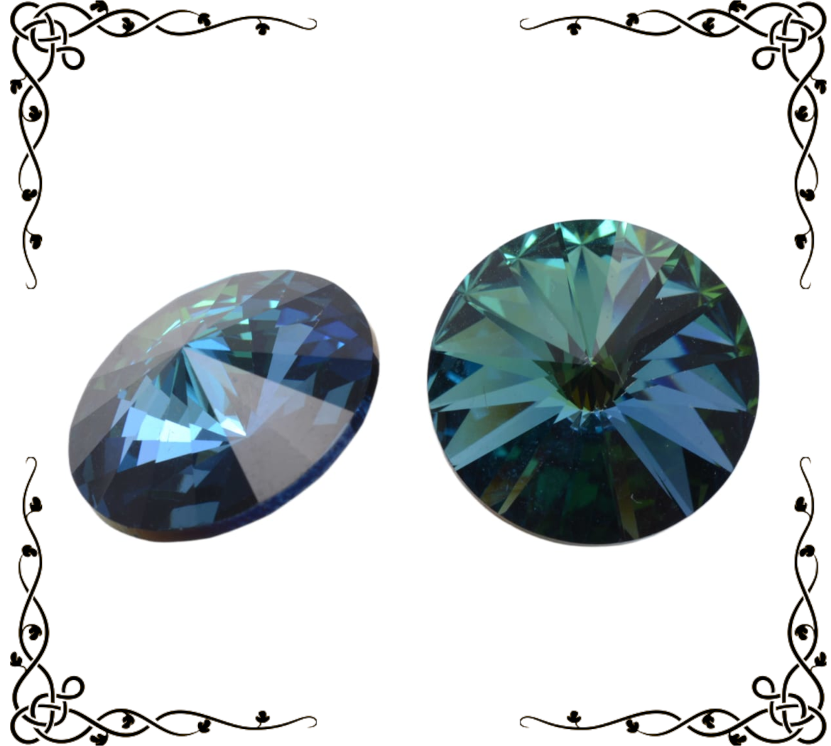 Swarovski 1122 Round Rivoli 18mm — Iridescent Green