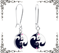 Kitty Cat Yin Yang Dangle Earrings — Onyx O ☠ for Body Candy
